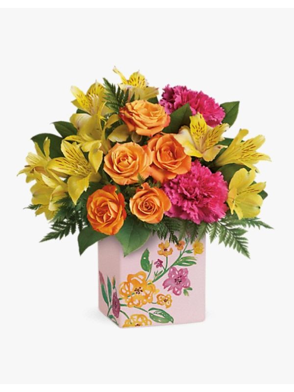 Classy basket with roses and eustoma