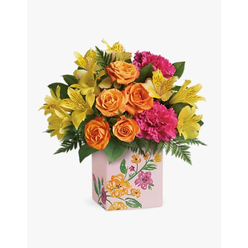 Classy basket with roses and eustoma