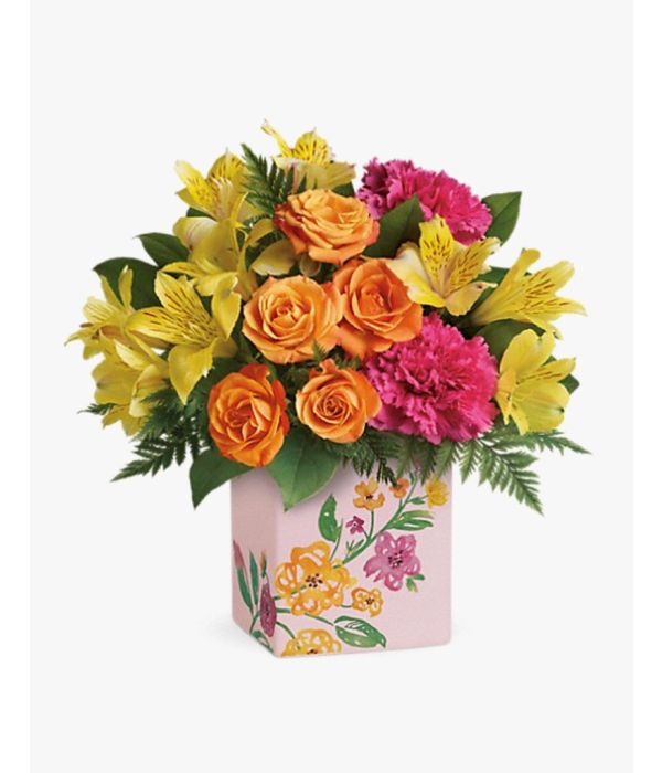 Classy basket with roses and eustoma